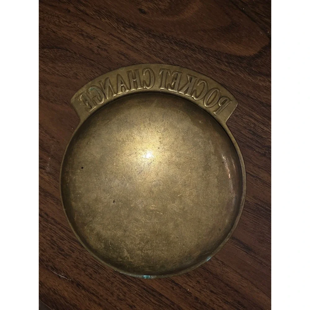 Vintage Brass Pocket Change Valet Tray Coin Dish Catchall Patina Decor